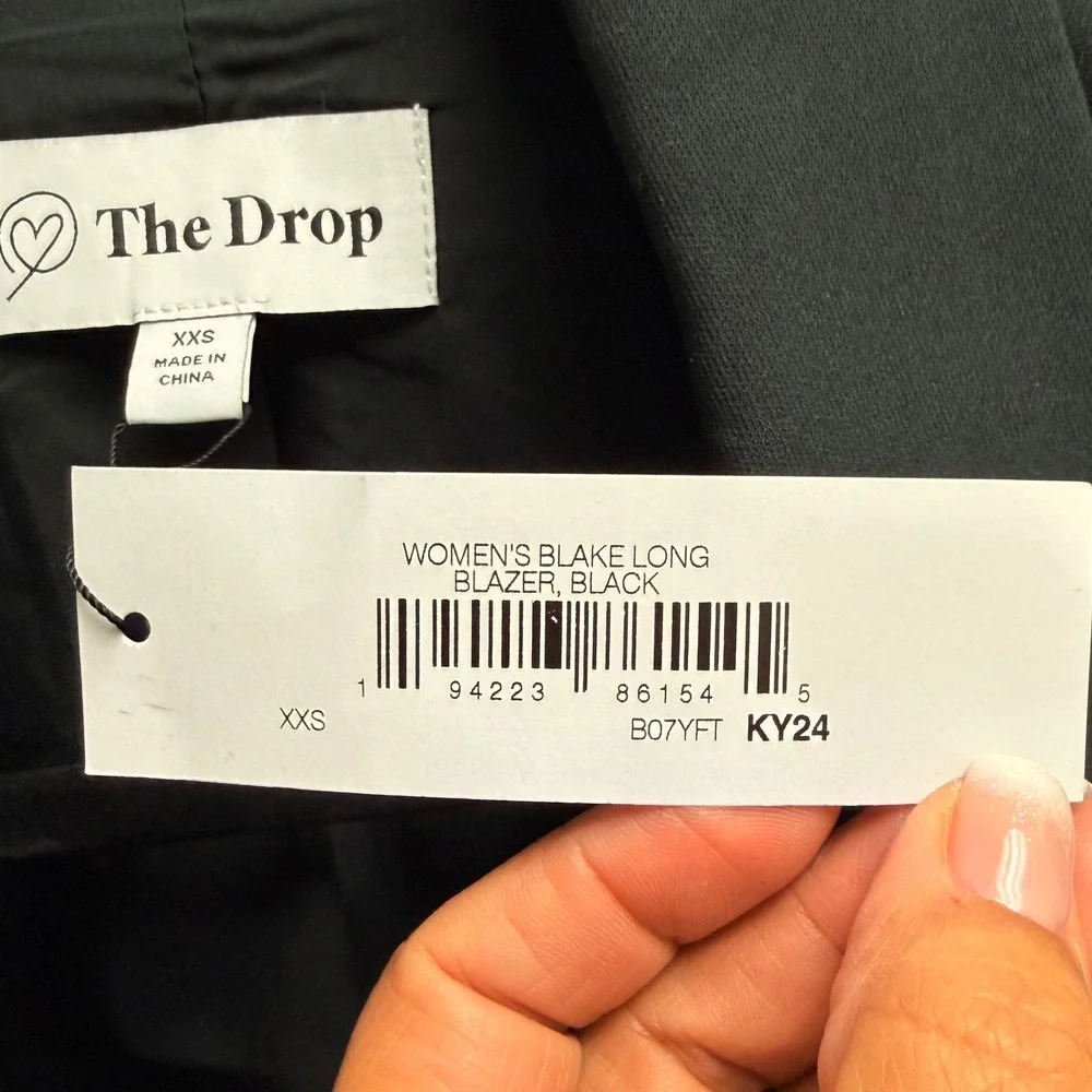 The Drop XXS Womens Career Power Blazer Black Single Button Professional‎ Jacket